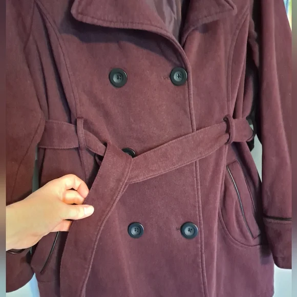 Adorable Jones NY burgundy knit double breasted pea coat, 1X - Picture 3 of 9
